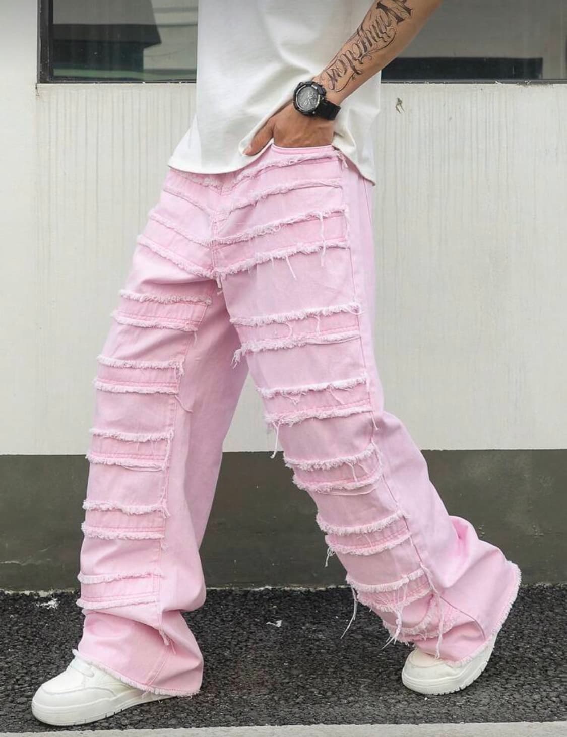 핑크 그런지 데님팬츠 상품이미지1