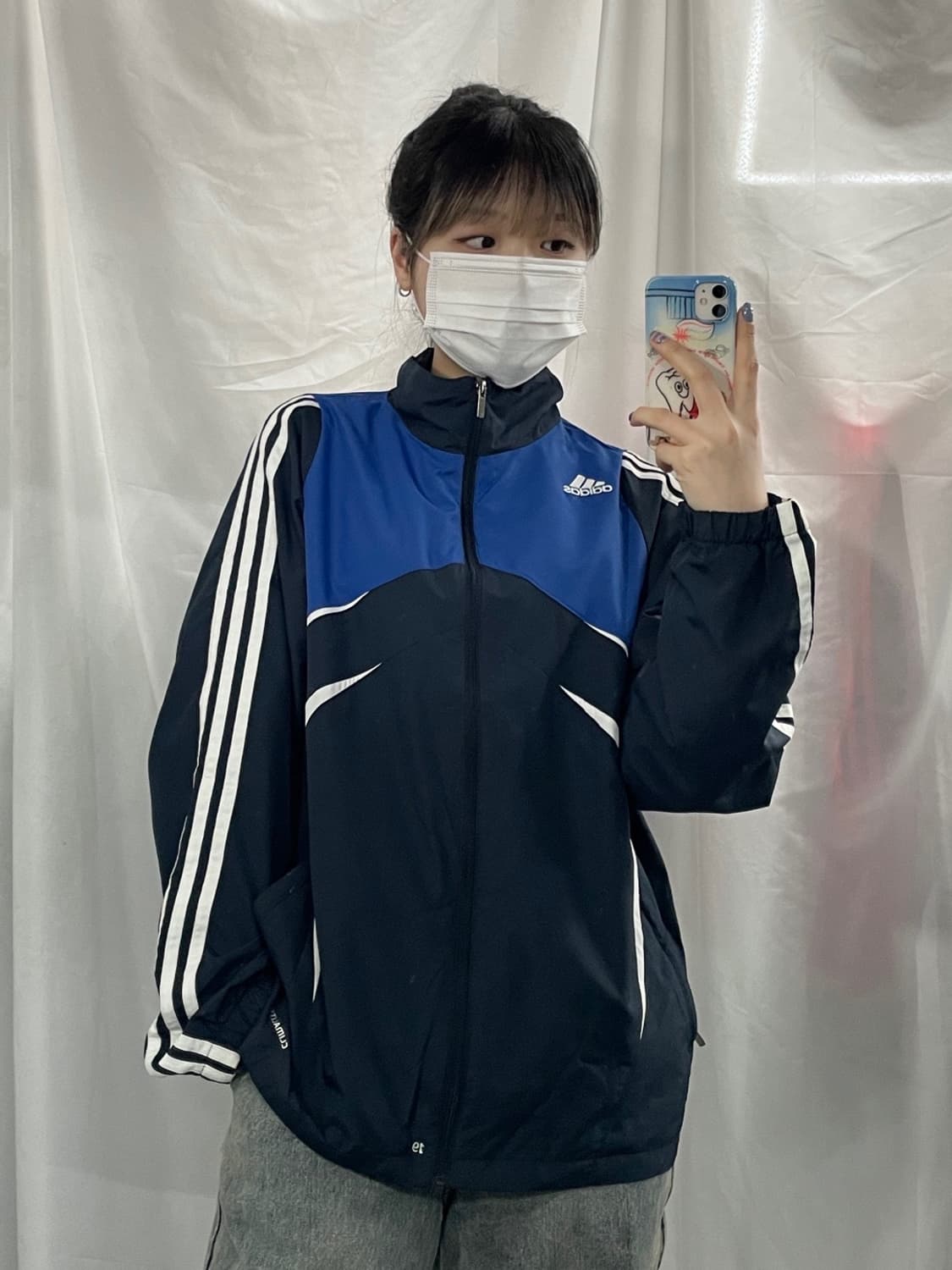 아디다스 배색 삼선 바람막이 100 상품이미지3