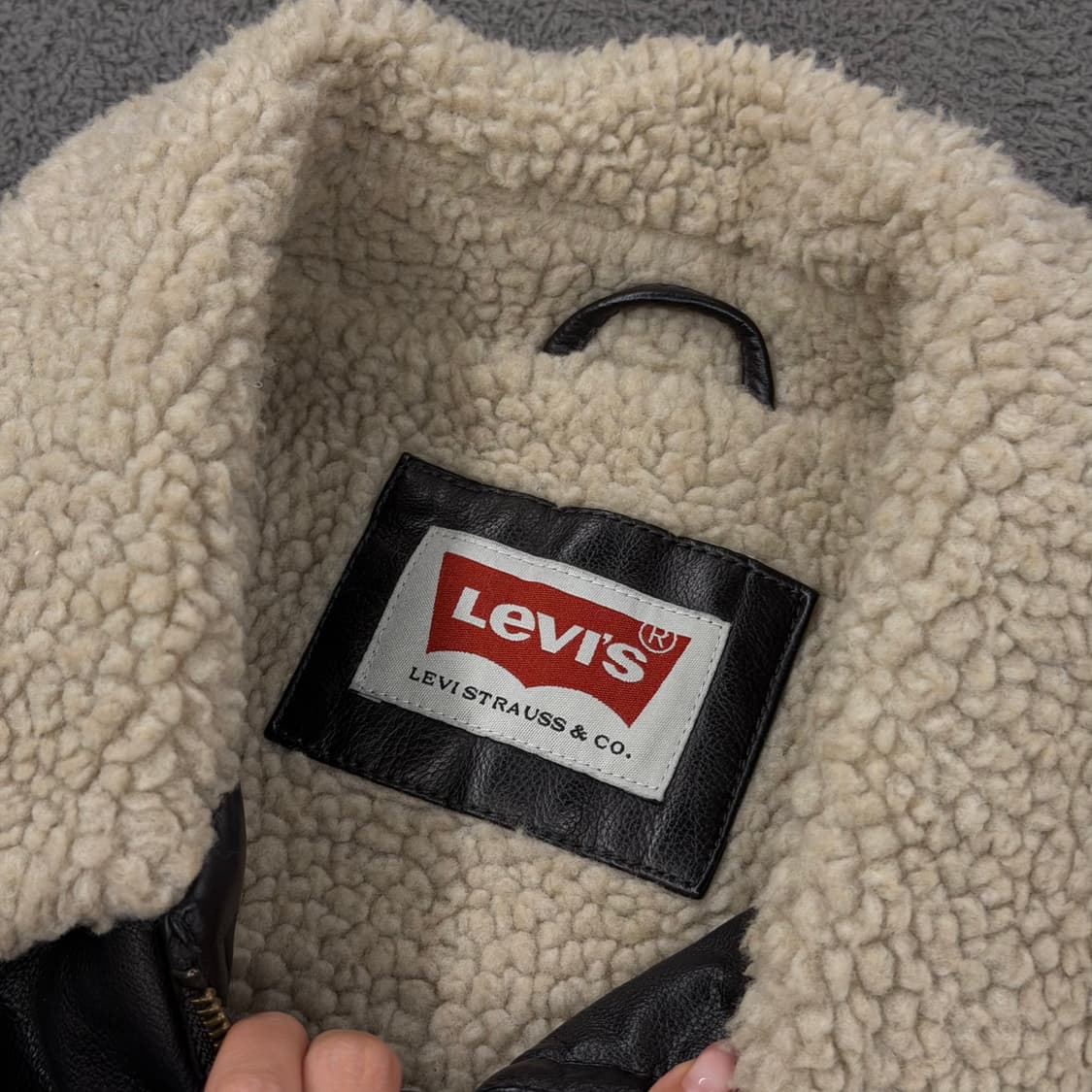 [정품] 리바이스 블랙 쉐르파 레더 가죽 트러커 자켓 상품이미지5