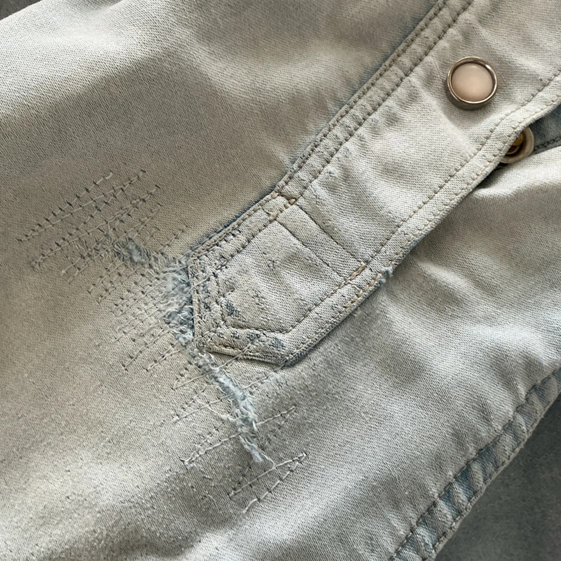 RRL 더블알엘 워시드 데님 웨스턴 셔츠 연청 상품이미지7