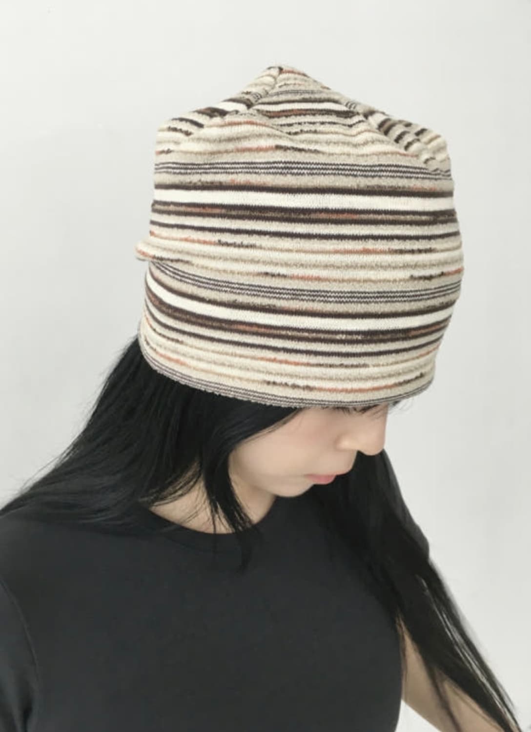 빈티지 스트라이프 비니 베이지/블루 상품이미지7