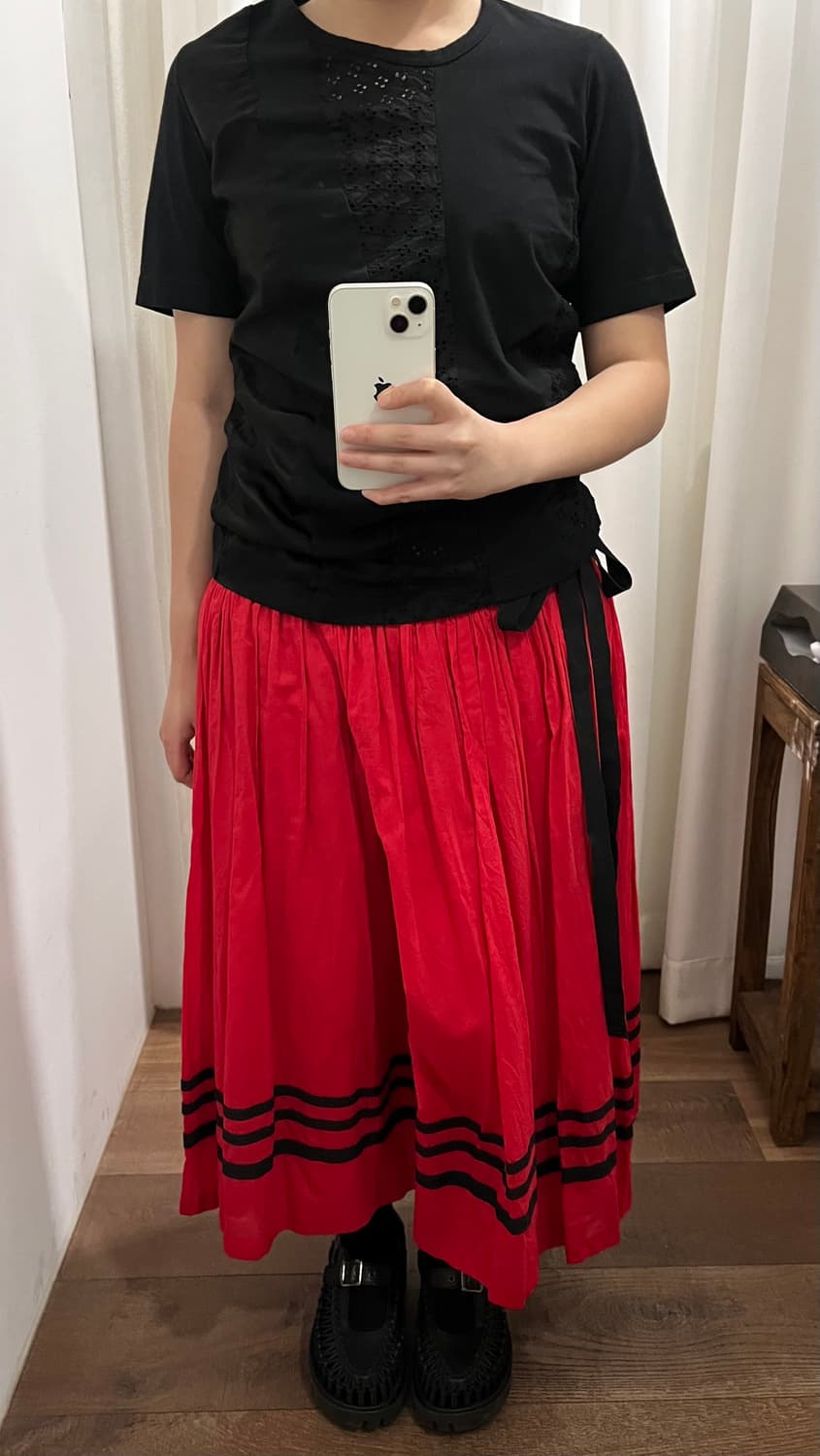 Red Shirring Wrap Ribbon Skirt 상품이미지9