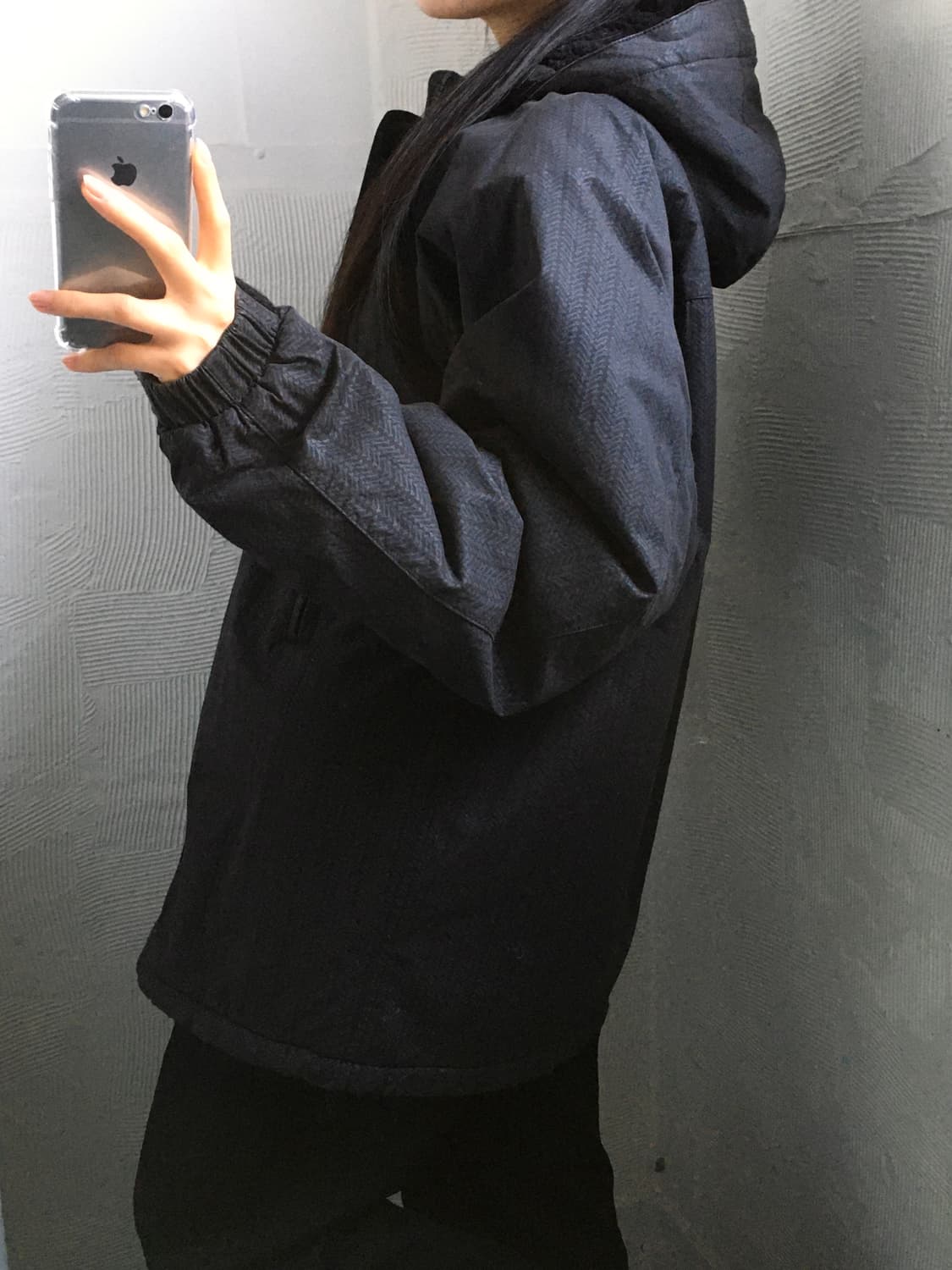 Stussy 올드 스투시 차콜 헤링본 후드 자켓  상품이미지2