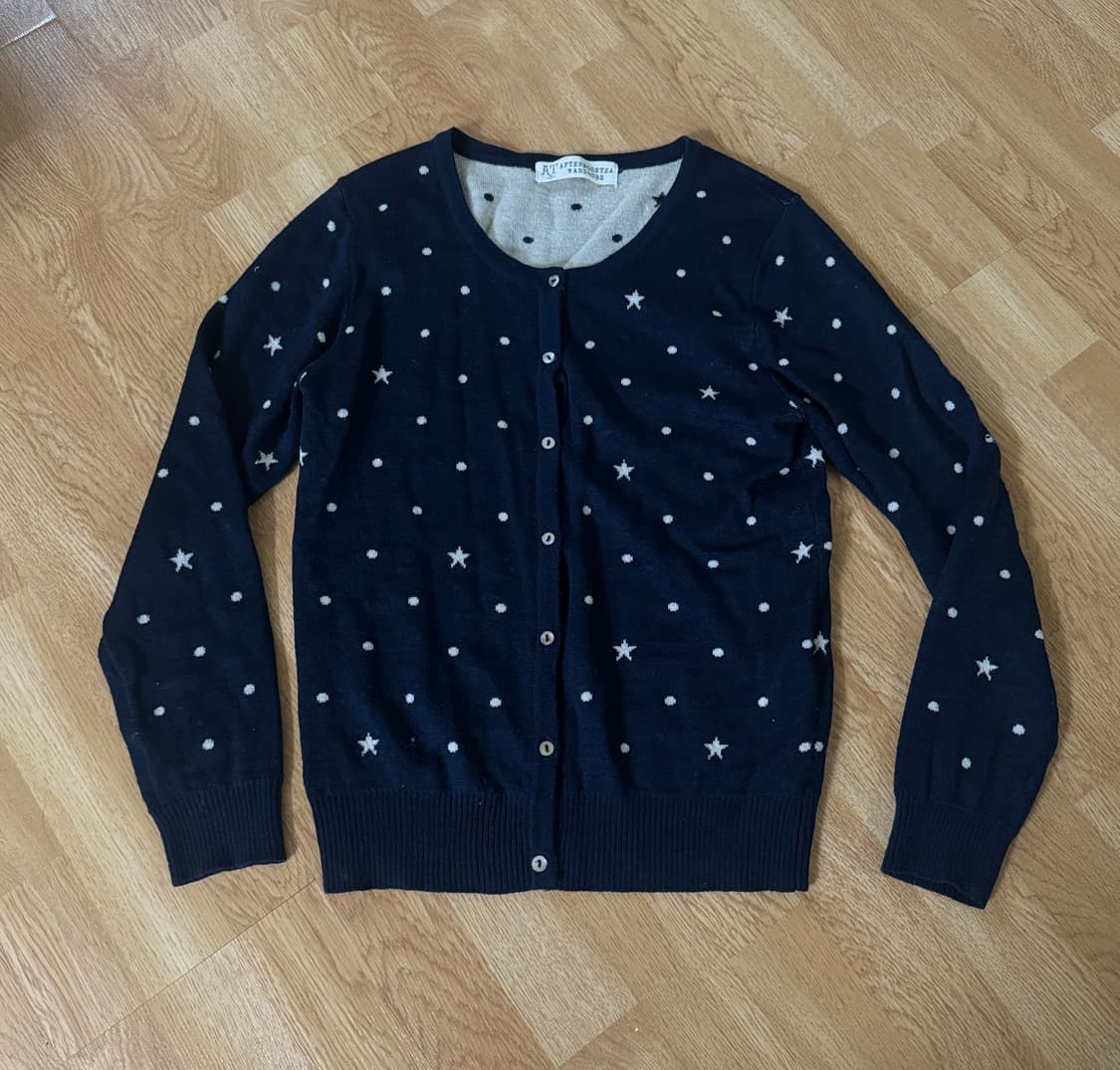 빈티지 도트 별 니트 가디건 (네이비) 상품이미지1
