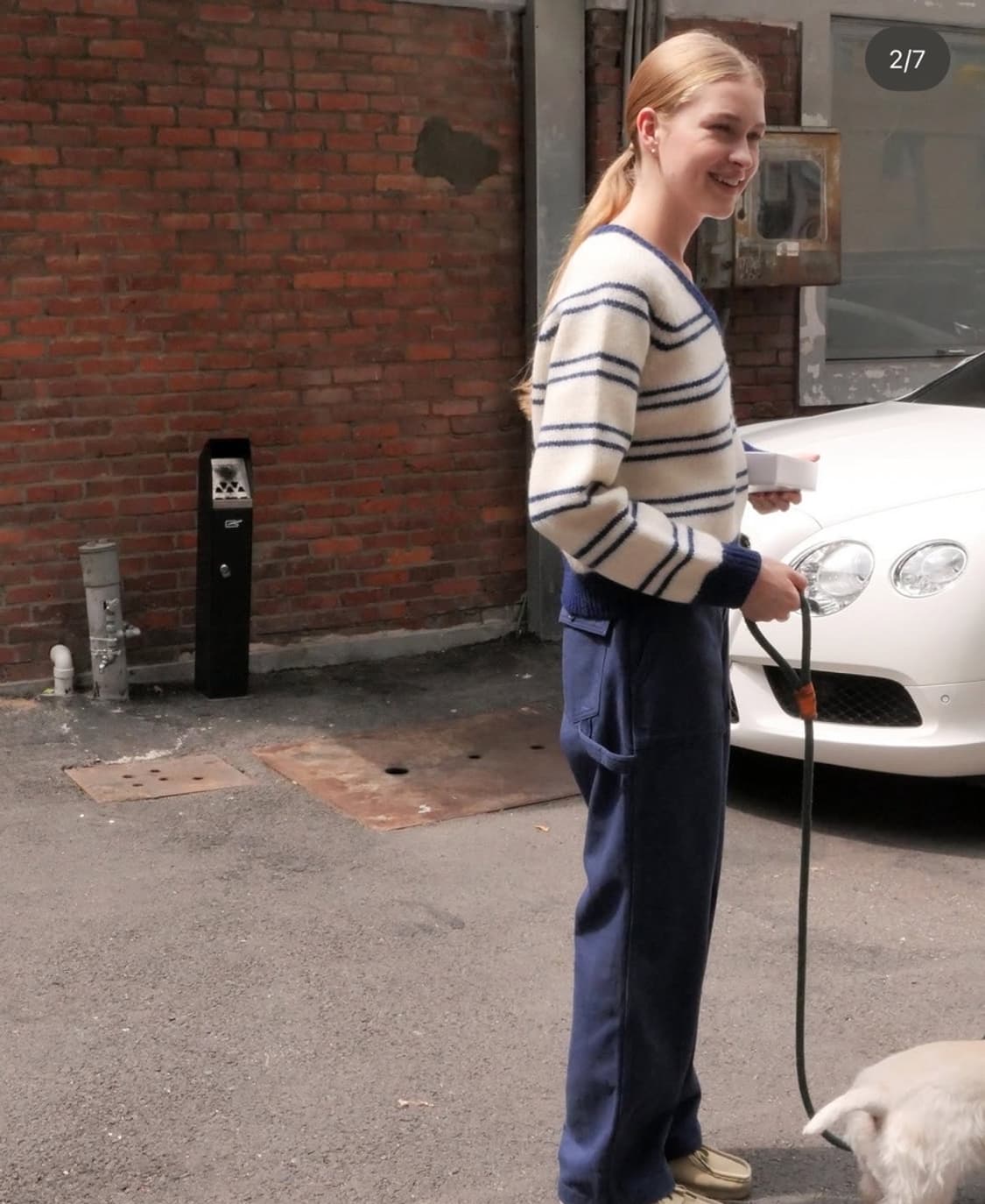 더르에 스트라이프 브이넥 니트 상품이미지3