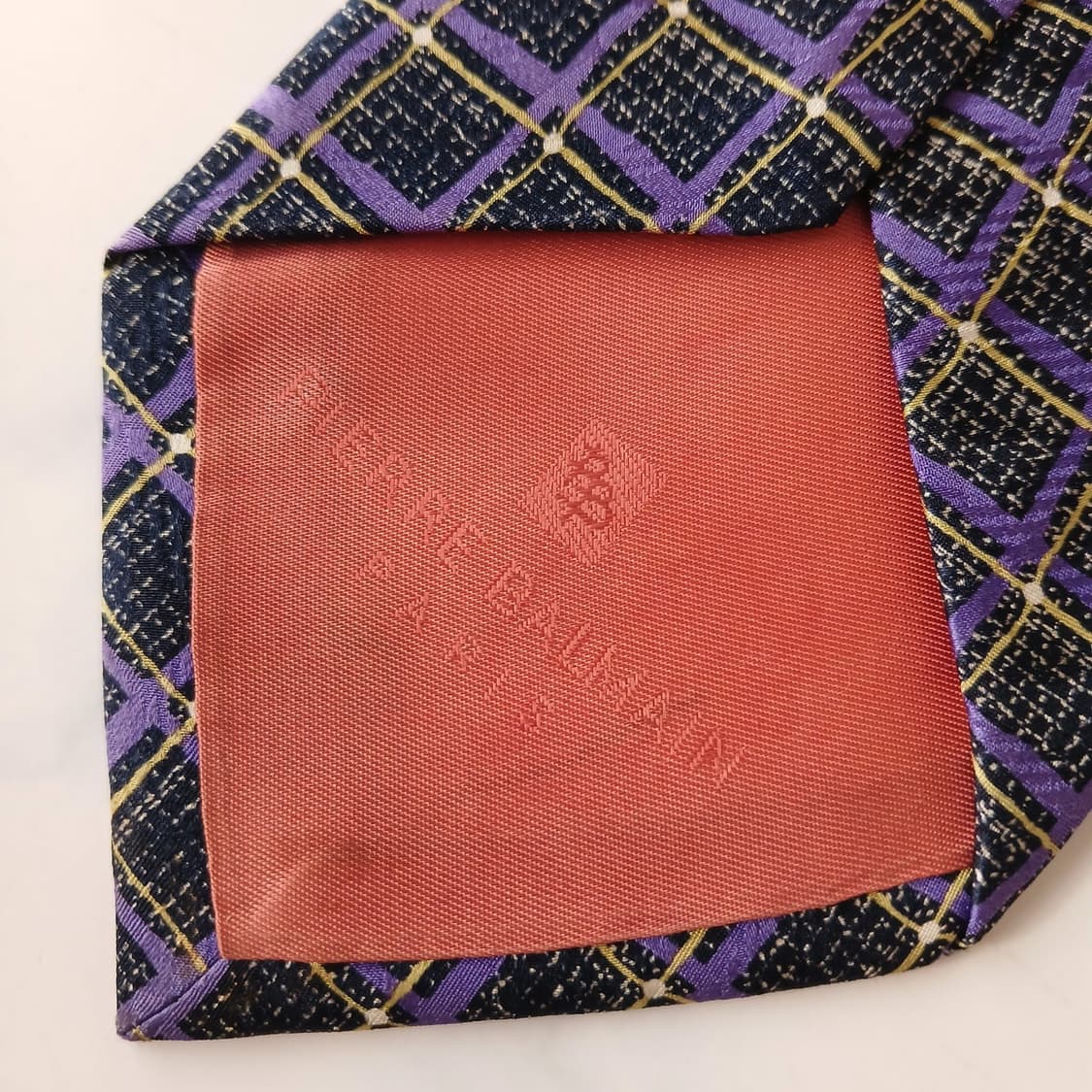 발망 실크 퍼플 체크 패턴 넥타이 9.5cm A~B등급 A19284
 상품이미지9