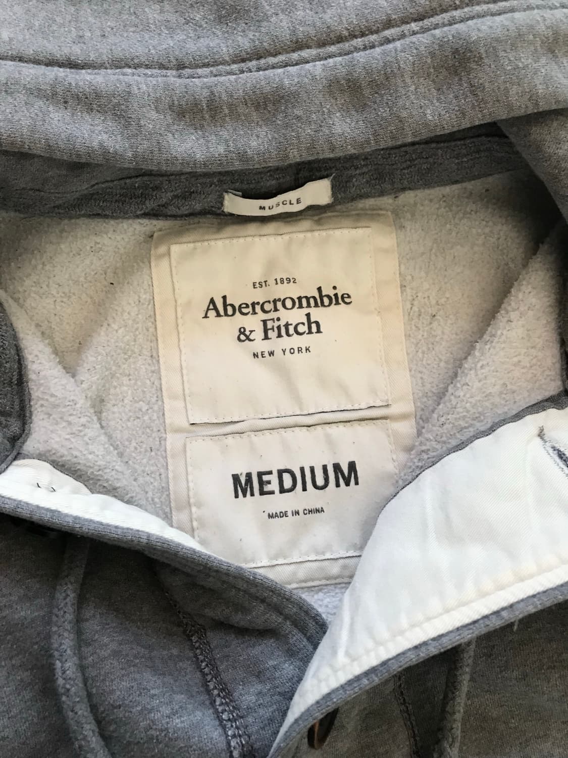 아베크롬비 자수 로고 그레이 버튼 후드집업 상품이미지7