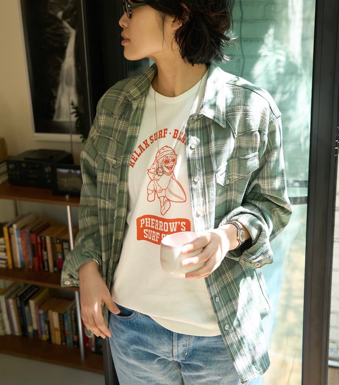 [슈가케인] 2026 SS 헤링본 체크 웨스턴셔츠 상품이미지2