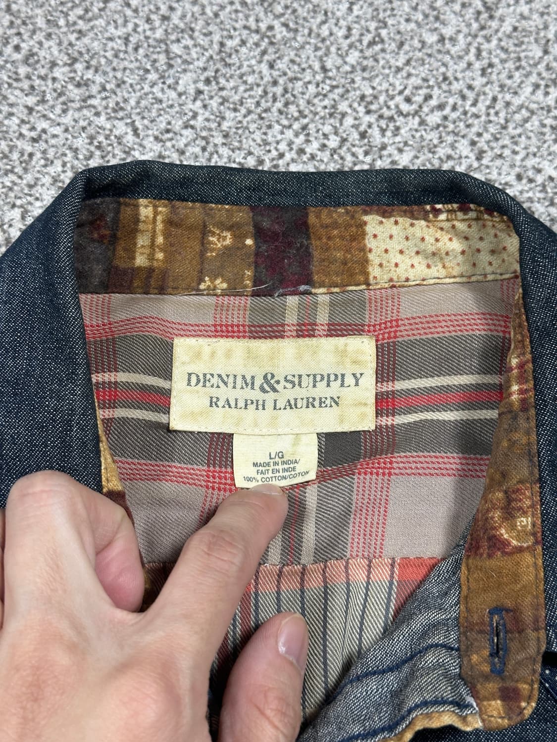 랄프로렌 데님앤서플라이 패치워크 셔츠 L 상품이미지5