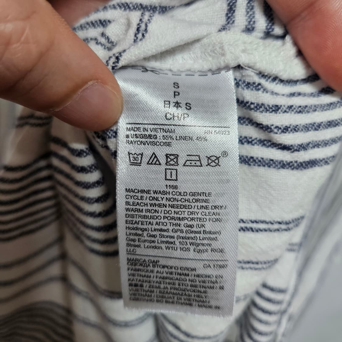 갭 GAP 코튼 린넨 스트라이프 슬리브리스 롱 원피스 S 상품이미지6