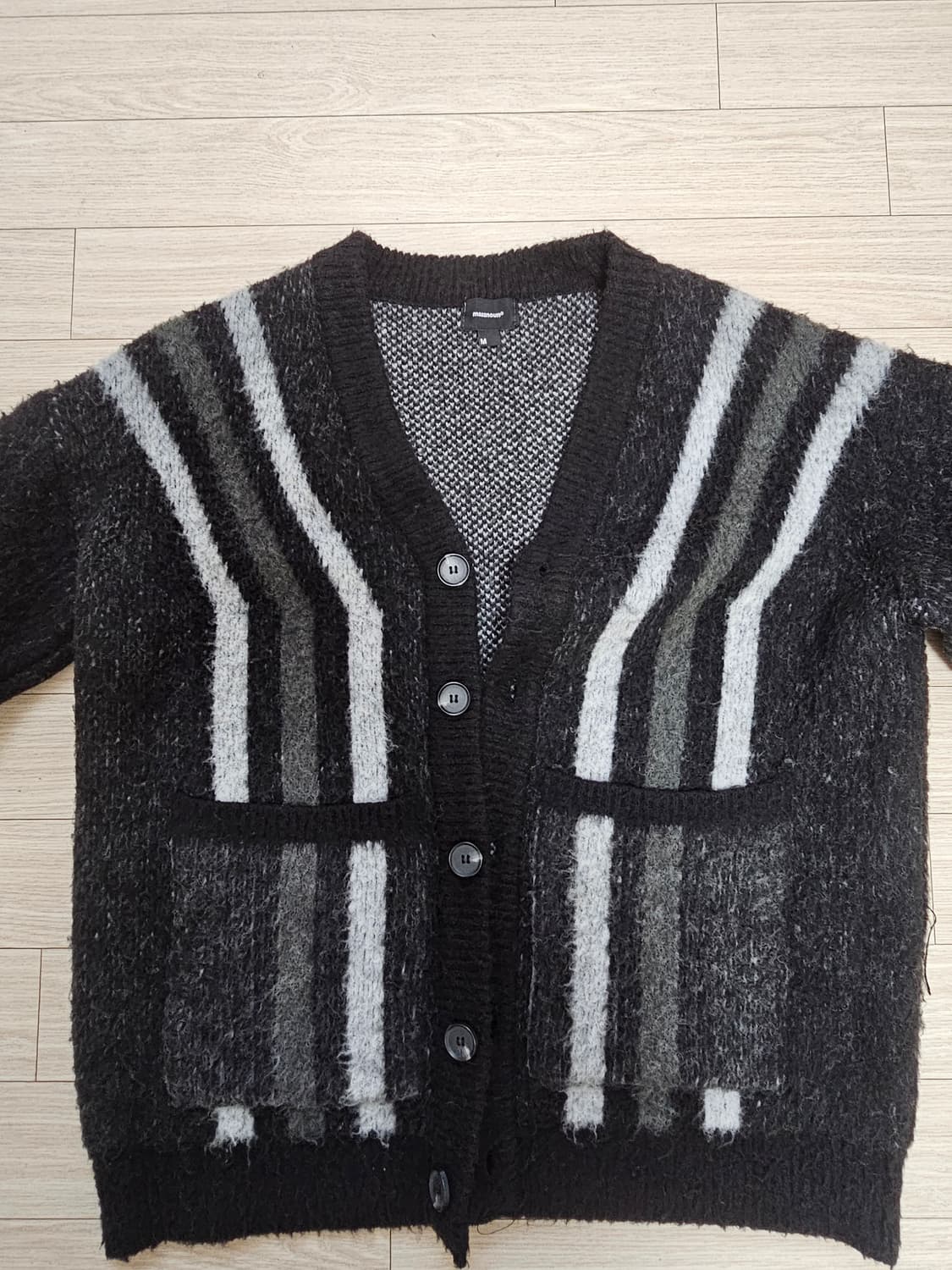 매스노운 스트라이프 울 모헤어 가디건 상품이미지1