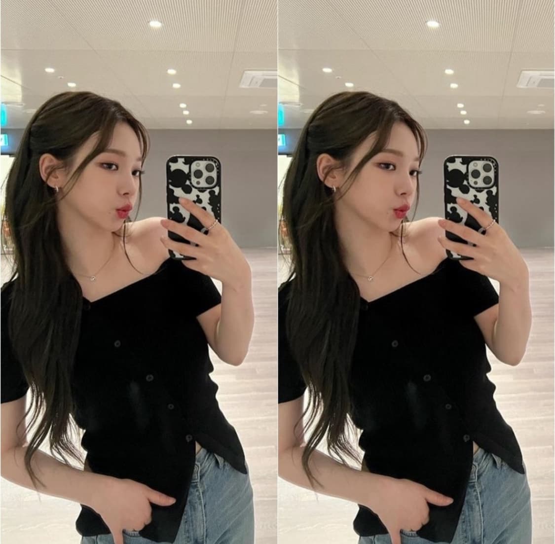 다이애그널 오프숄더니트 오프숄더반팔 상품이미지1