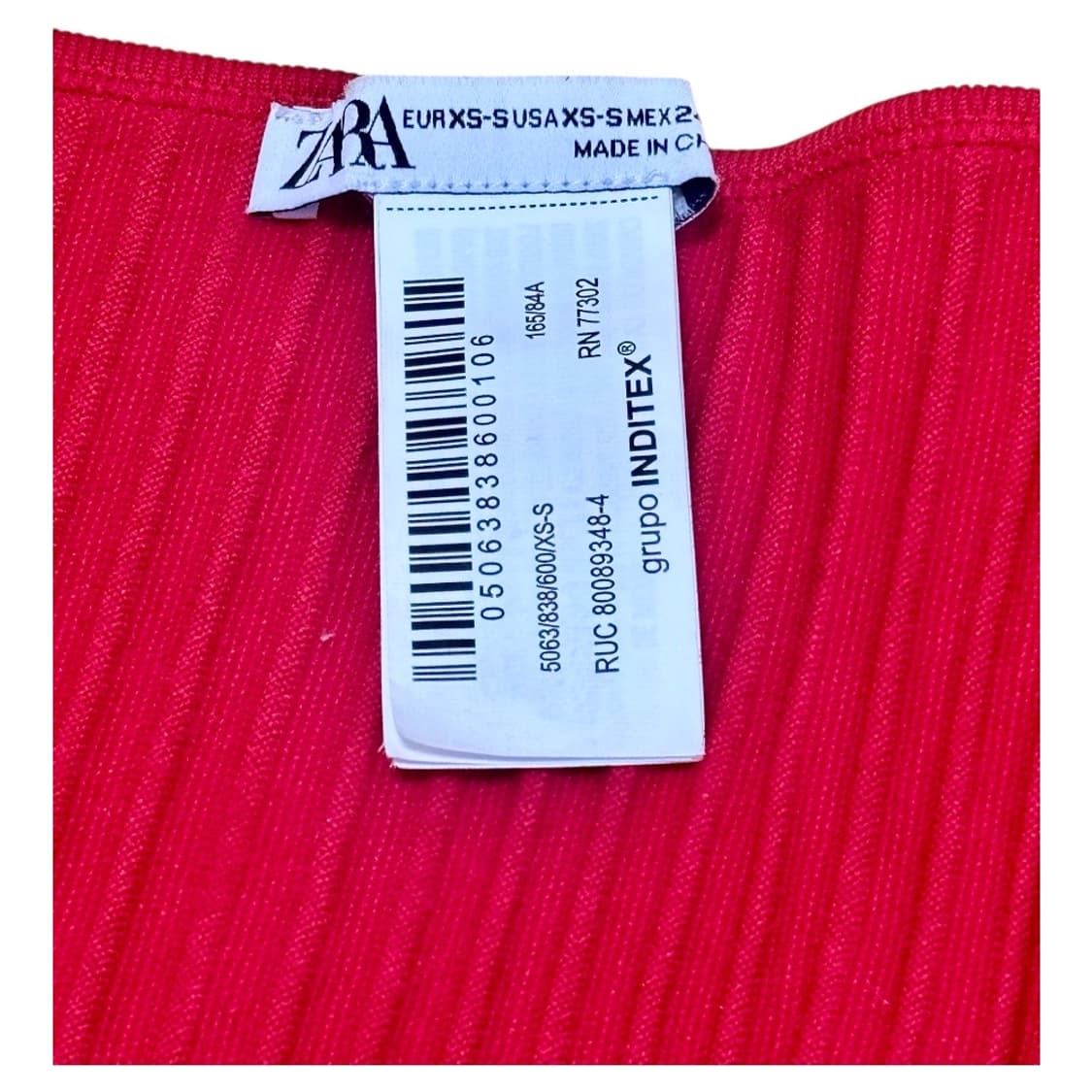 [실사O] 자라(ZARA) 레드 골지 라운드넥 티셔츠 상품이미지7