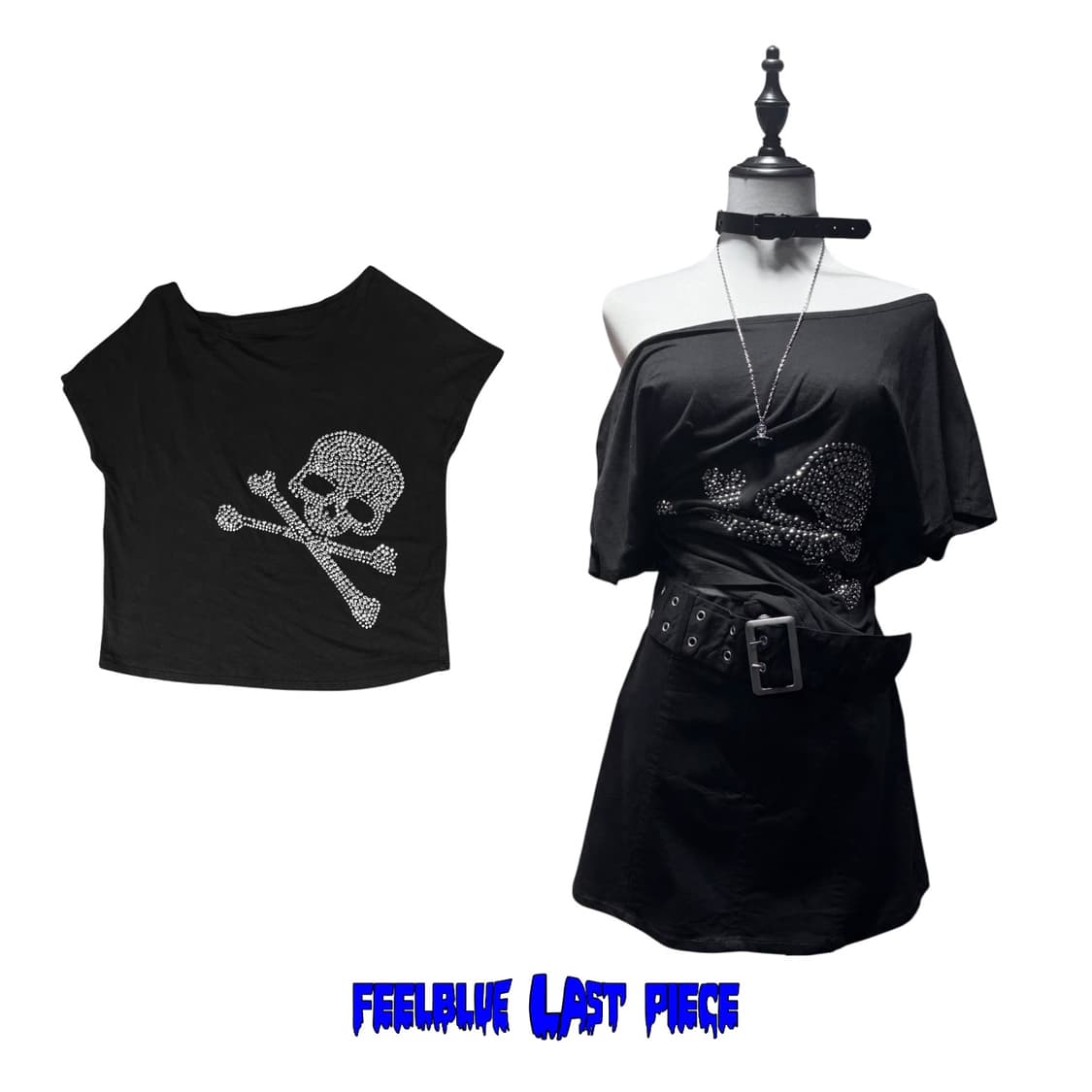 Skull Metal Stud Top 고스 펑크 오프숄더 탑 상품이미지5