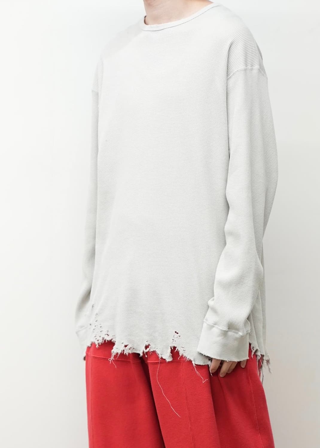 Ancellm 안셀름 DAMAGE WAFFLE CREW LST-SHIRT 상품이미지2