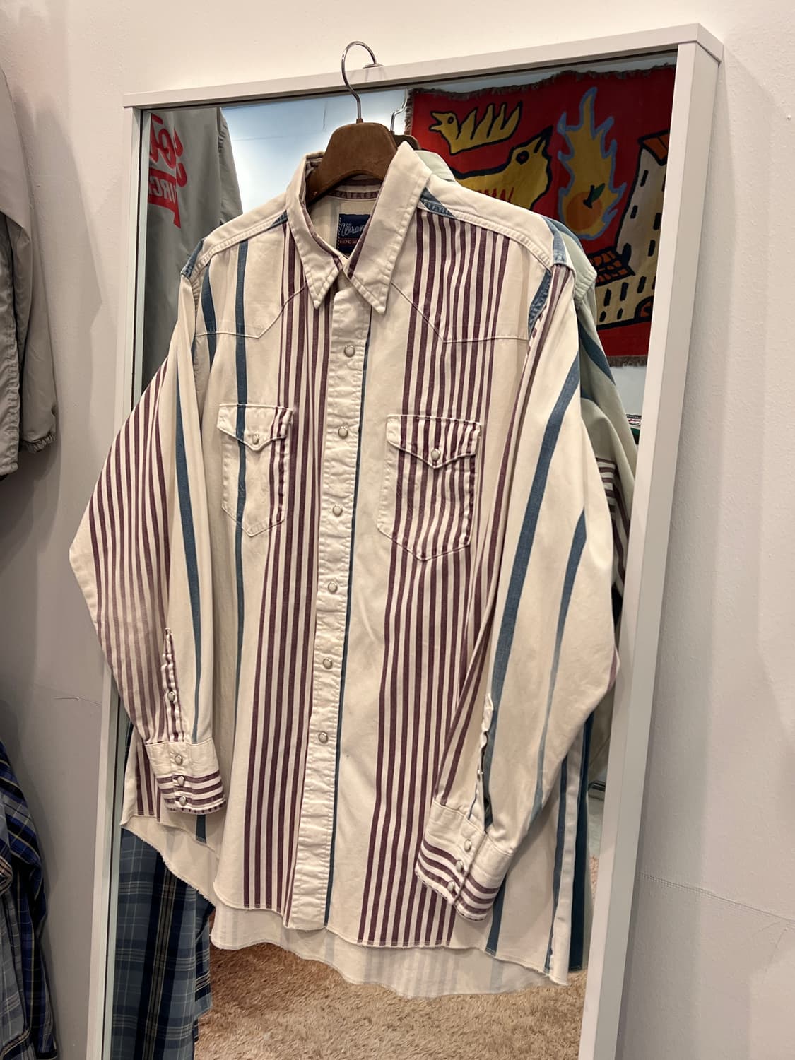 90s Wrangler 랭글러 스트라이프 웨스턴 셔츠 (made USA) 상품이미지1