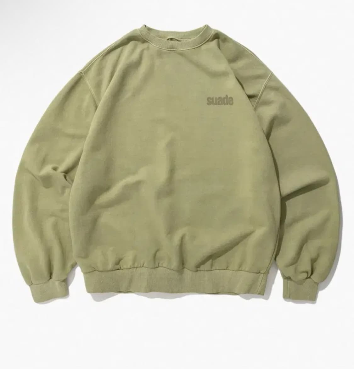 스웨이드 맨투맨 피그먼트 카키 M 상품이미지1