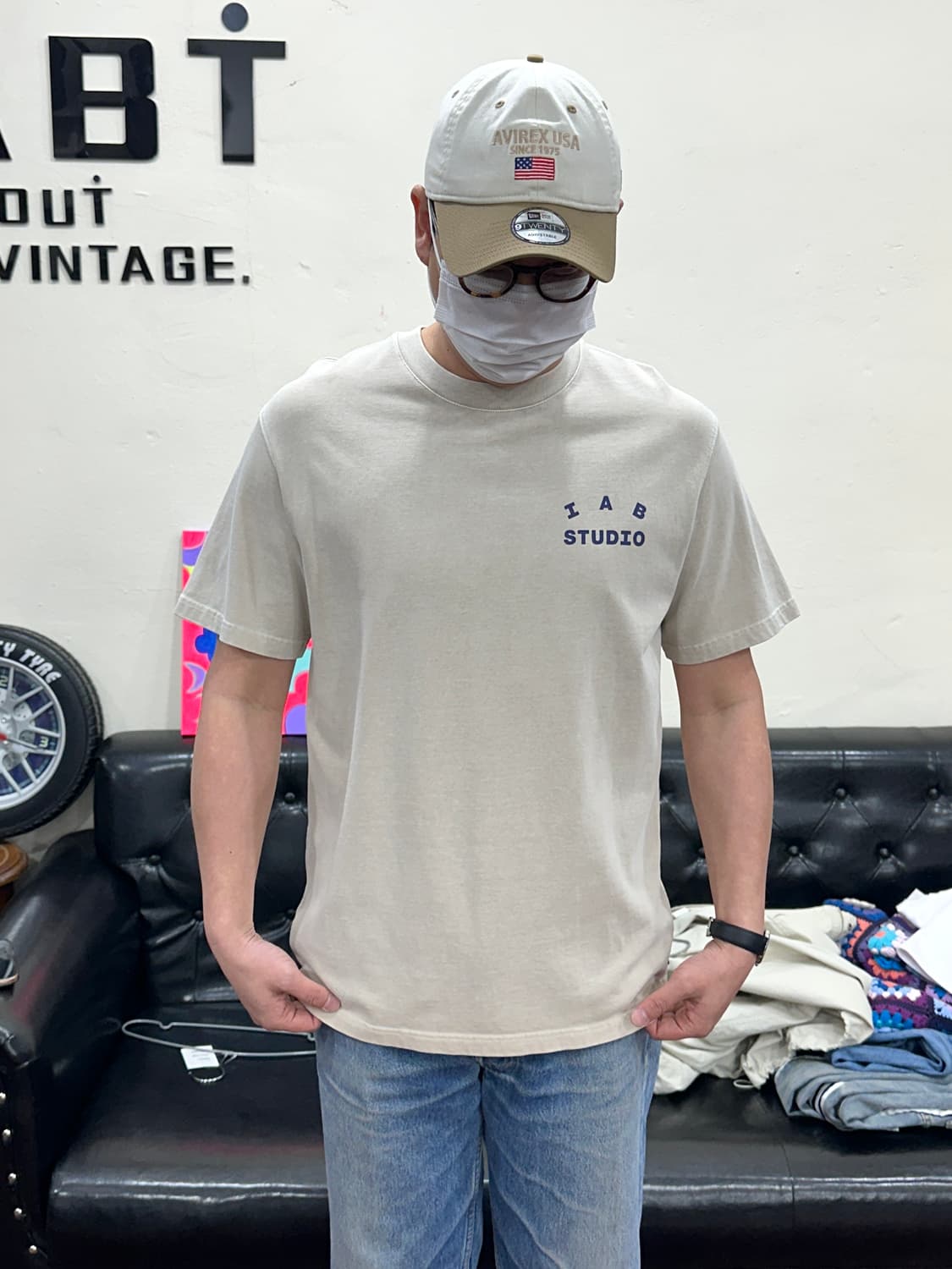 아이앱스튜디오 피그먼트 오트밀 반팔셔츠 L 상품이미지1