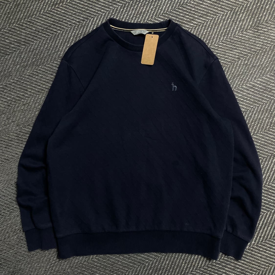 HAZZYS 자수로고 패턴 맨투맨 네이비o 5094 상품이미지1