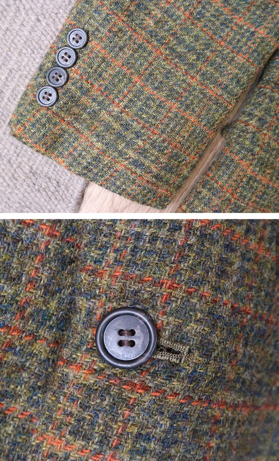 일본판 HIRELAND 아일랜드산 고급 트위드 빈티지 블레이저 자켓 상품이미지5