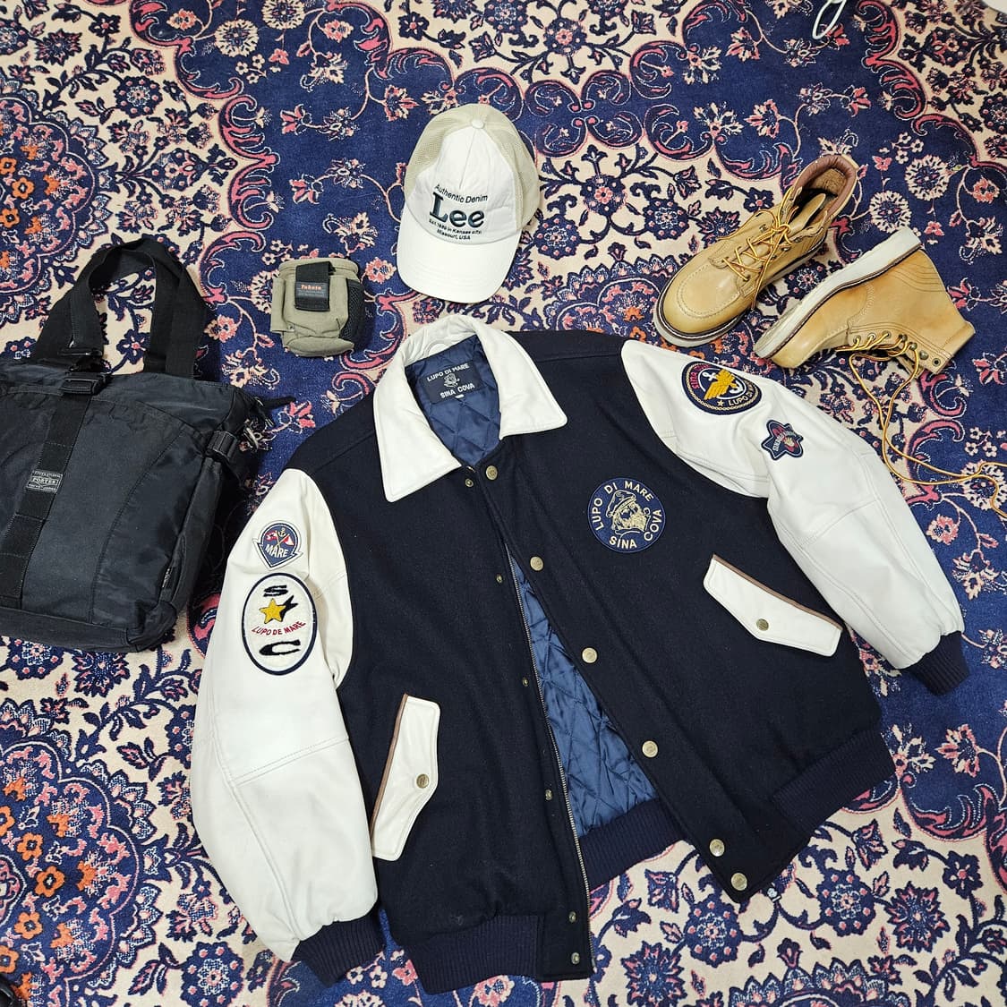 Lupo Di Mare Sina Cova in Japan 가죽 울 바시티 상품이미지1