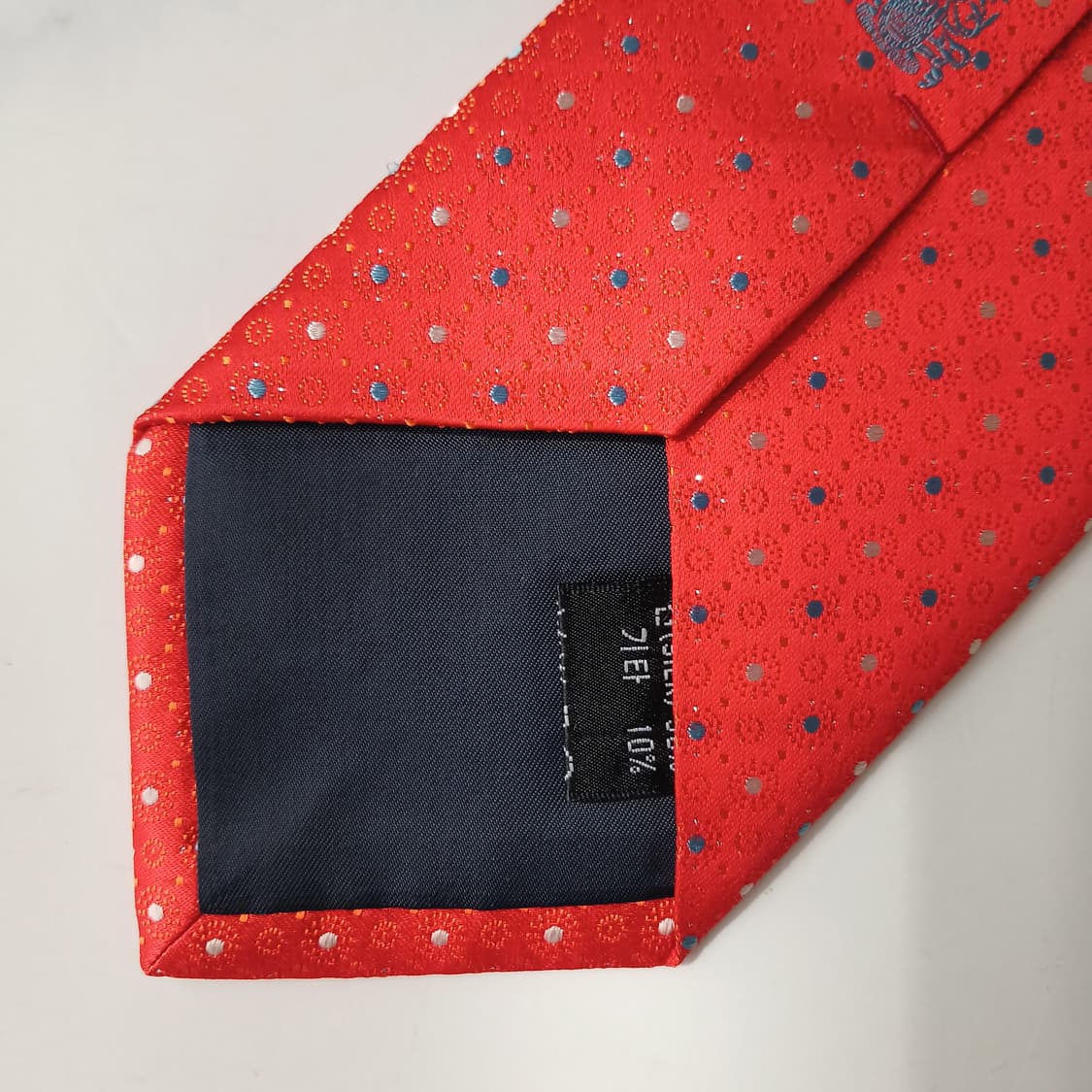 아쿠아스큐텀 실크 다홍 도트 패턴 넥타이 8.8cm S~A+등급 E934 상품이미지7