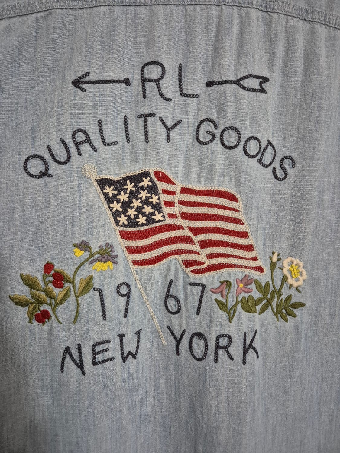 폴로 랄프로렌 성조기 자수 샴브레이 셔츠 L 클래식핏 상품이미지2