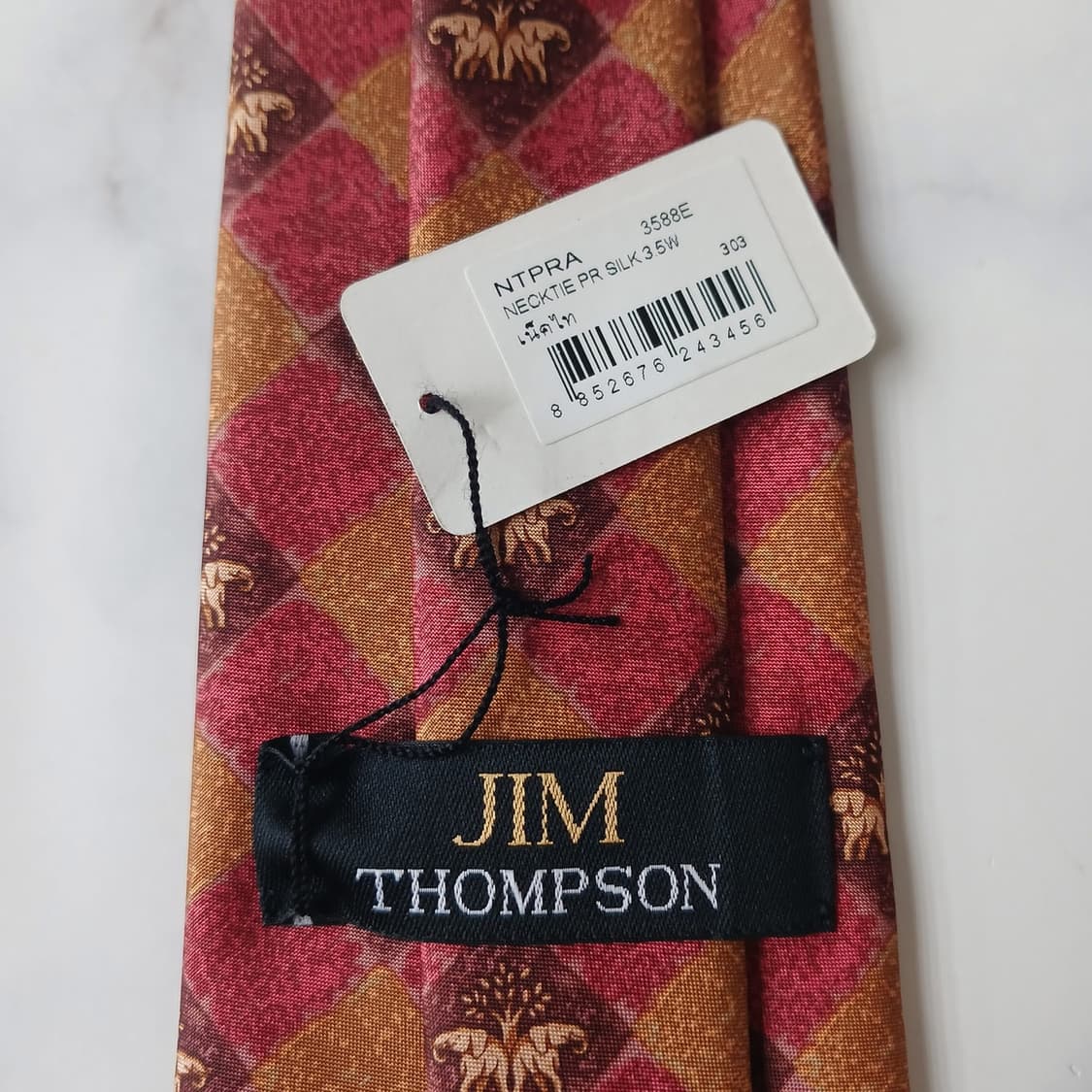 짐톰슨 실크 레드 코끼리 모티브 넥타이 9.4cm 새제품 A19126 
 상품이미지7