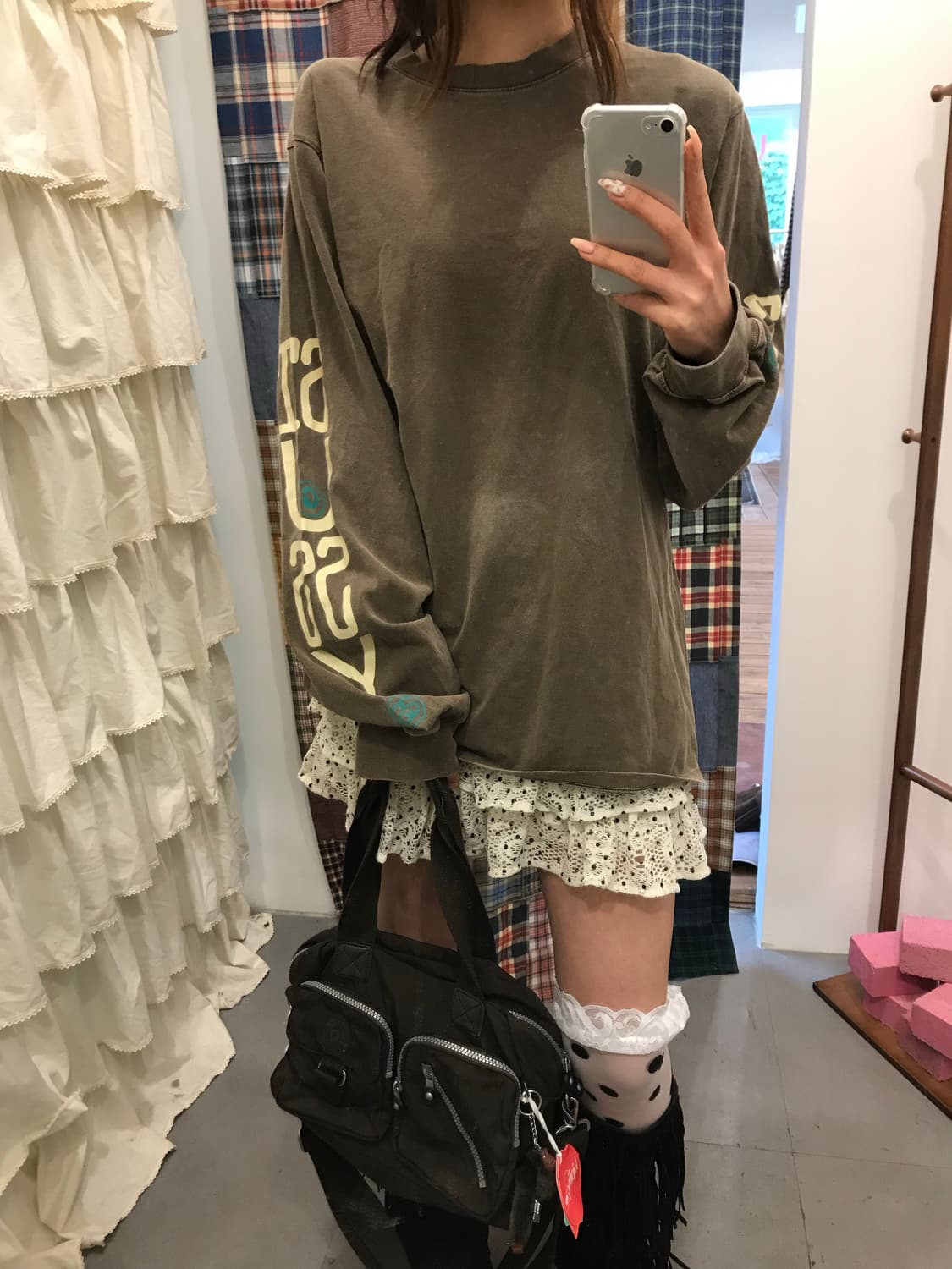 스투시 카키 브라운 긴팔 티셔츠 상품이미지4