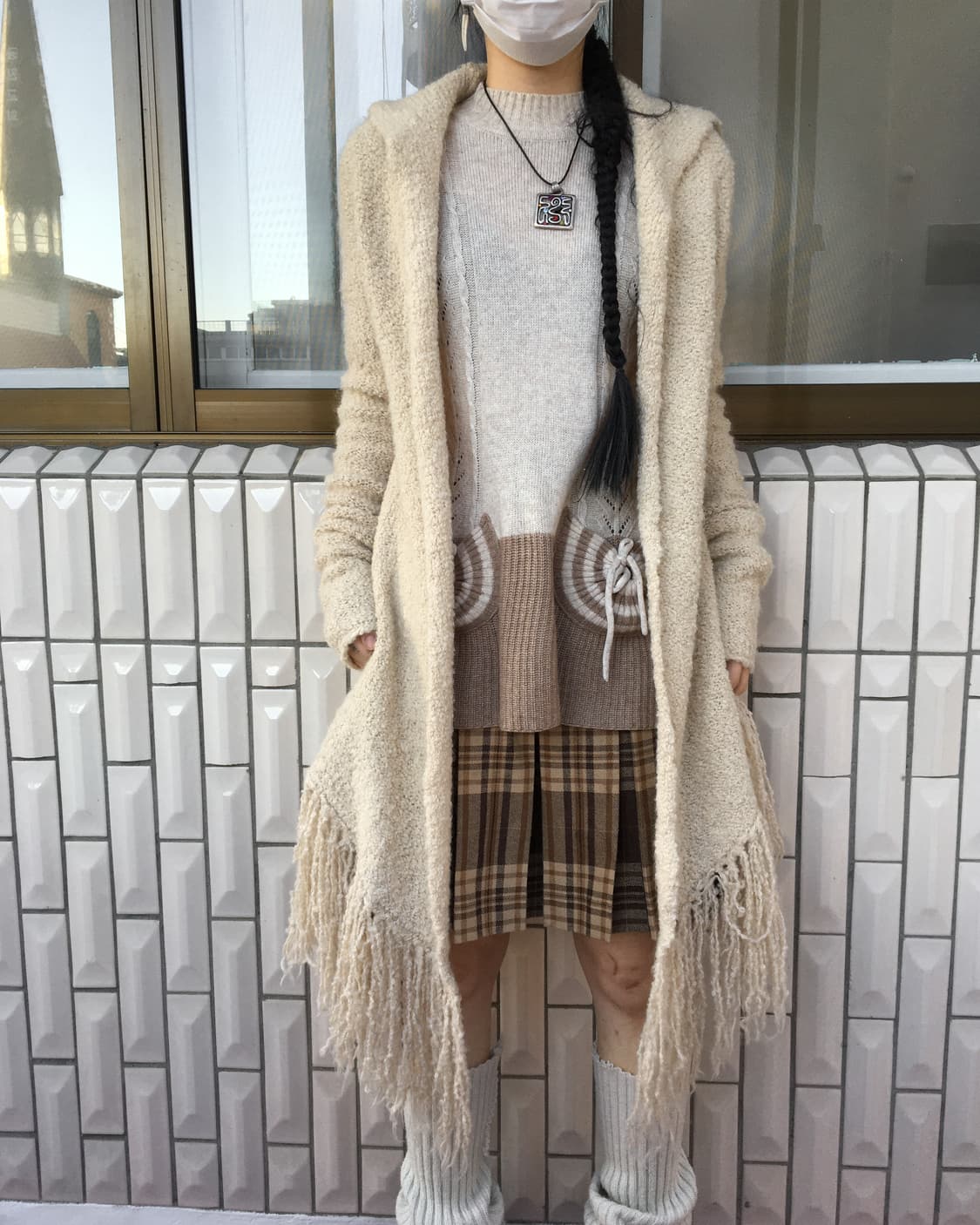 Fringe point open knit cardigan 상품이미지1