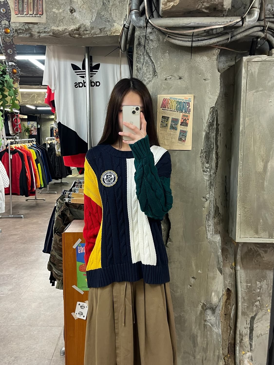 타미힐피거 배색 니트 네이비 L #csz1593 상품이미지2