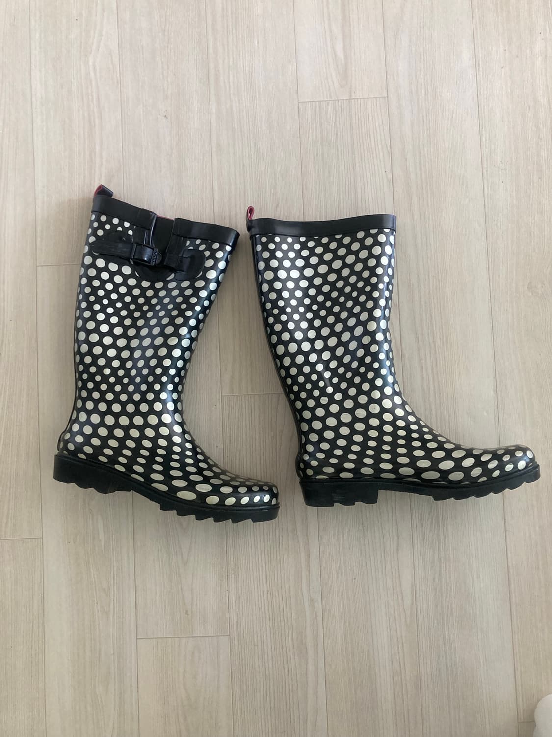 빈티지 레인부츠 장화(블랙 실버 도트) 상품이미지1