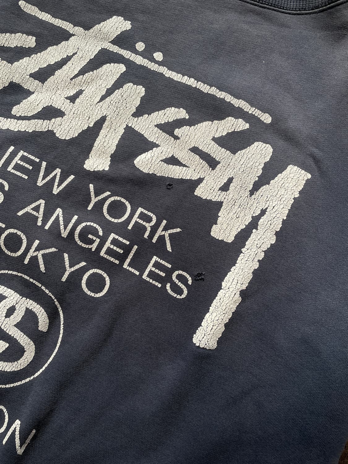 90s Stüssy World Tour Faded Navy Sweatsh 상품이미지9