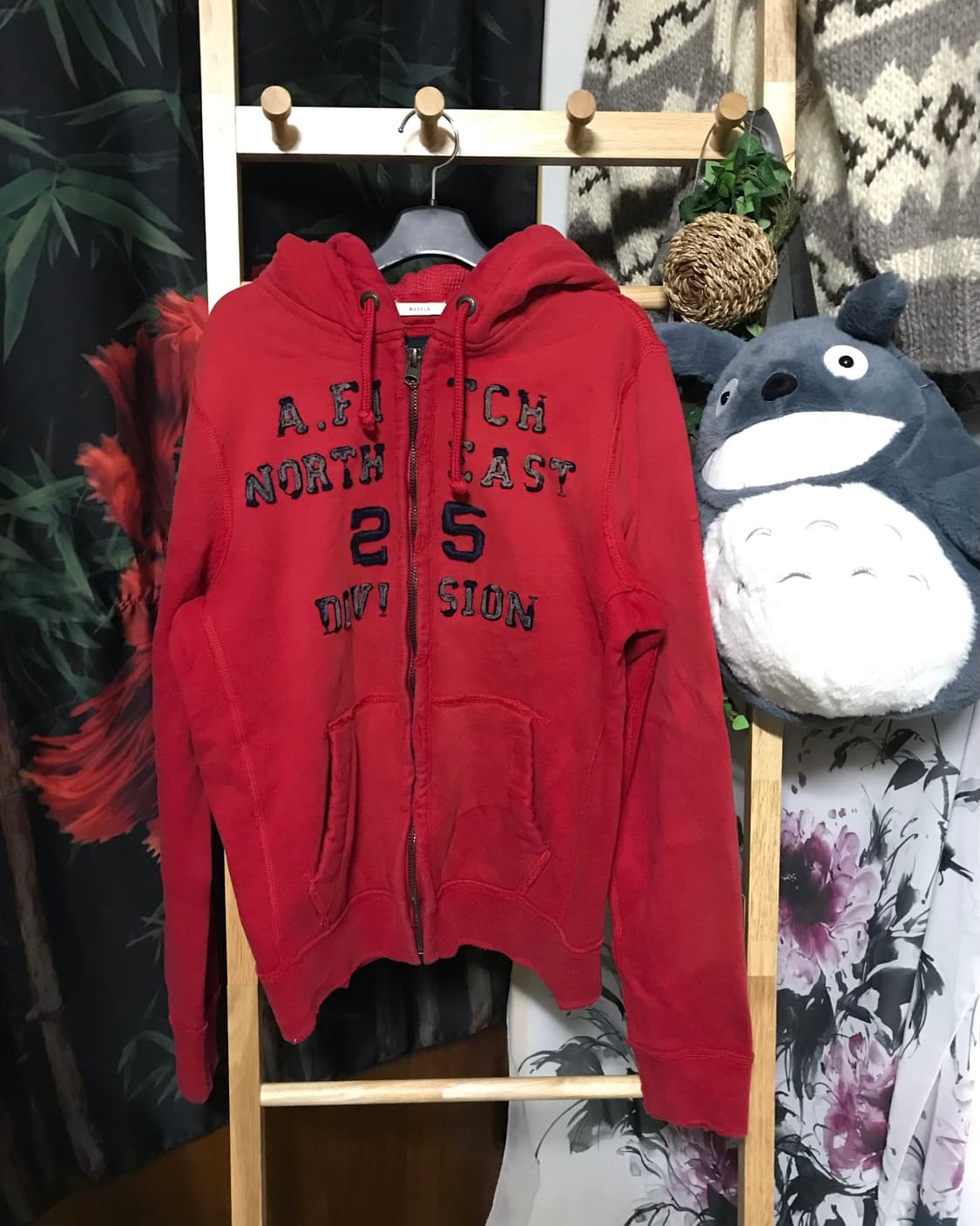 아베크롬비 레드 데미지 스웻 후드집업 상품이미지1