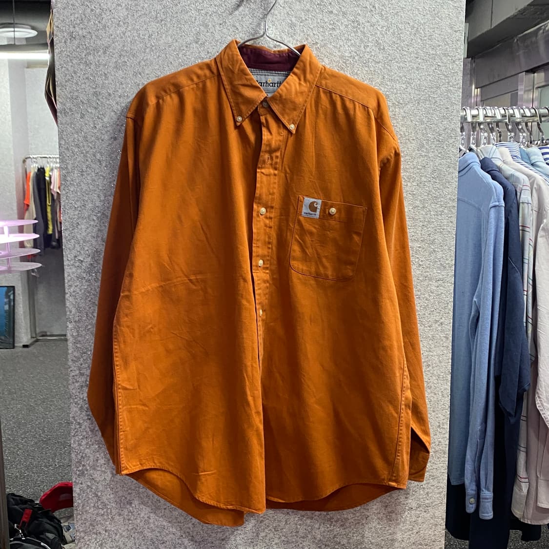 칼하트 포켓로고 오렌지 코튼 셔츠 B3463 상품이미지2