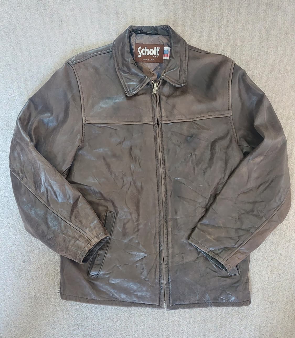 빈티지 Schott 브라운 가죽 자켓 S (Made in USA) 상품이미지1