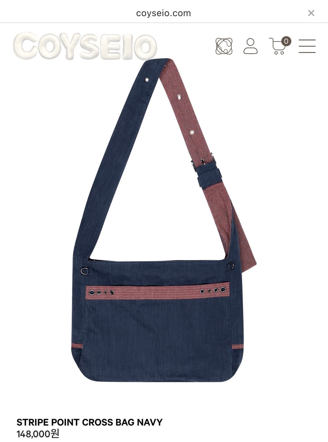 코이세이오 STRIPE POINT CROSS BAG NAVY 상품이미지1