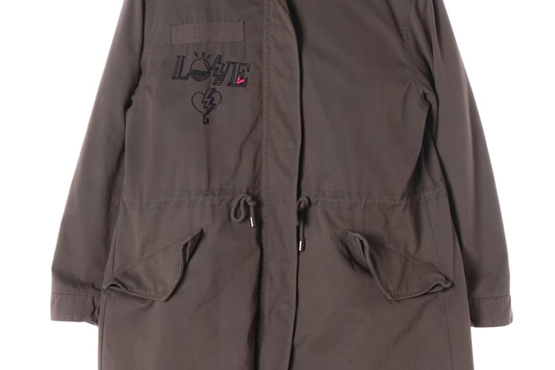 앳코너 LOVE 자수 네이비 퍼 트리밍 야상 점퍼 상품이미지5