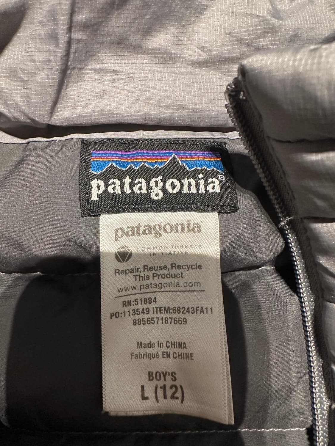 파타고니아 경량패딩 boy’s L 상품이미지3
