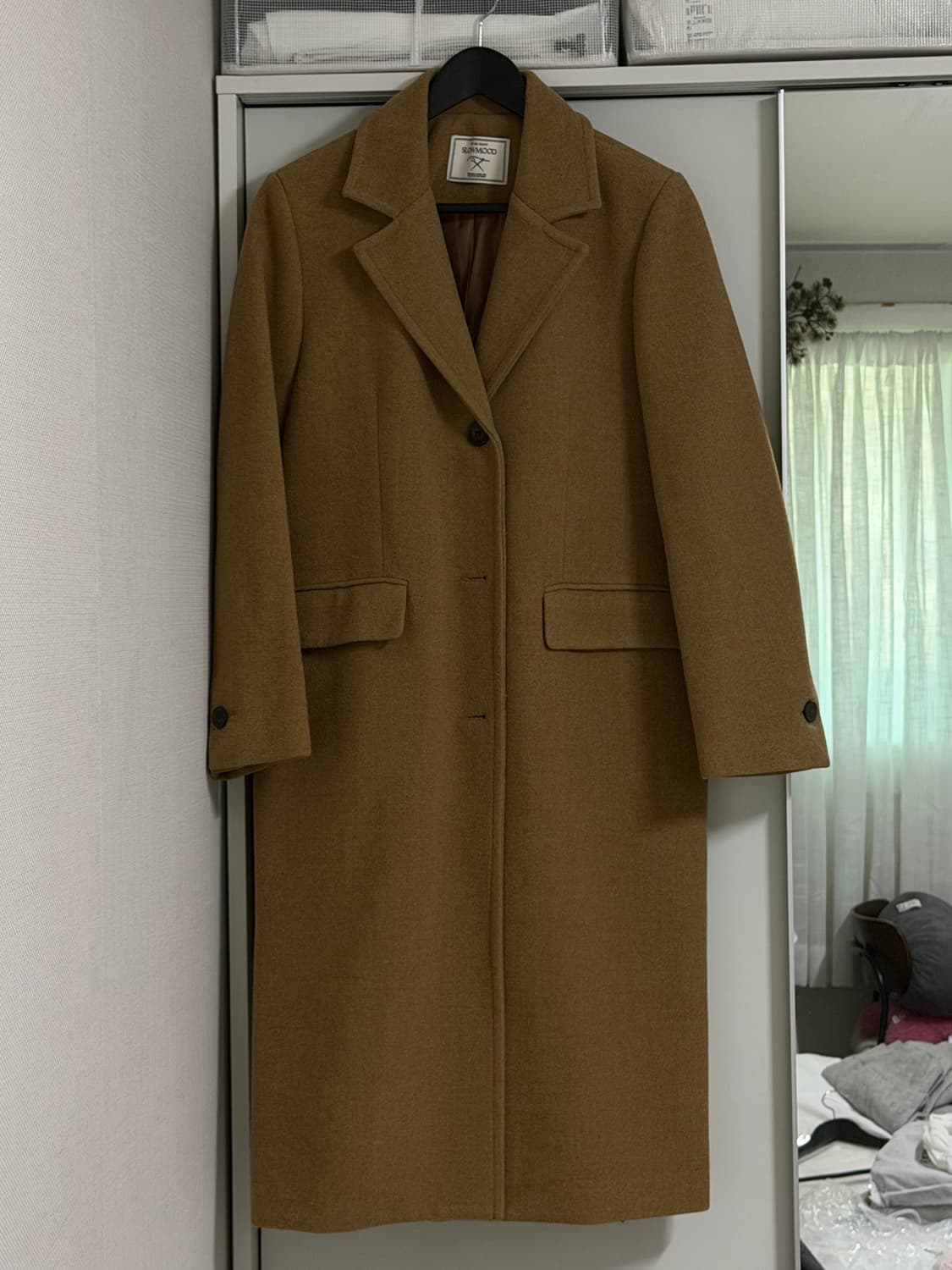 슬로우앤드 탄탄핏 스탠카라 싱글코트(카멜베이지) 상품이미지1