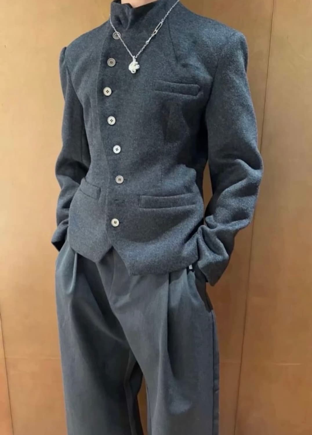 Italian 사선 테일러드 울자켓 상품이미지3