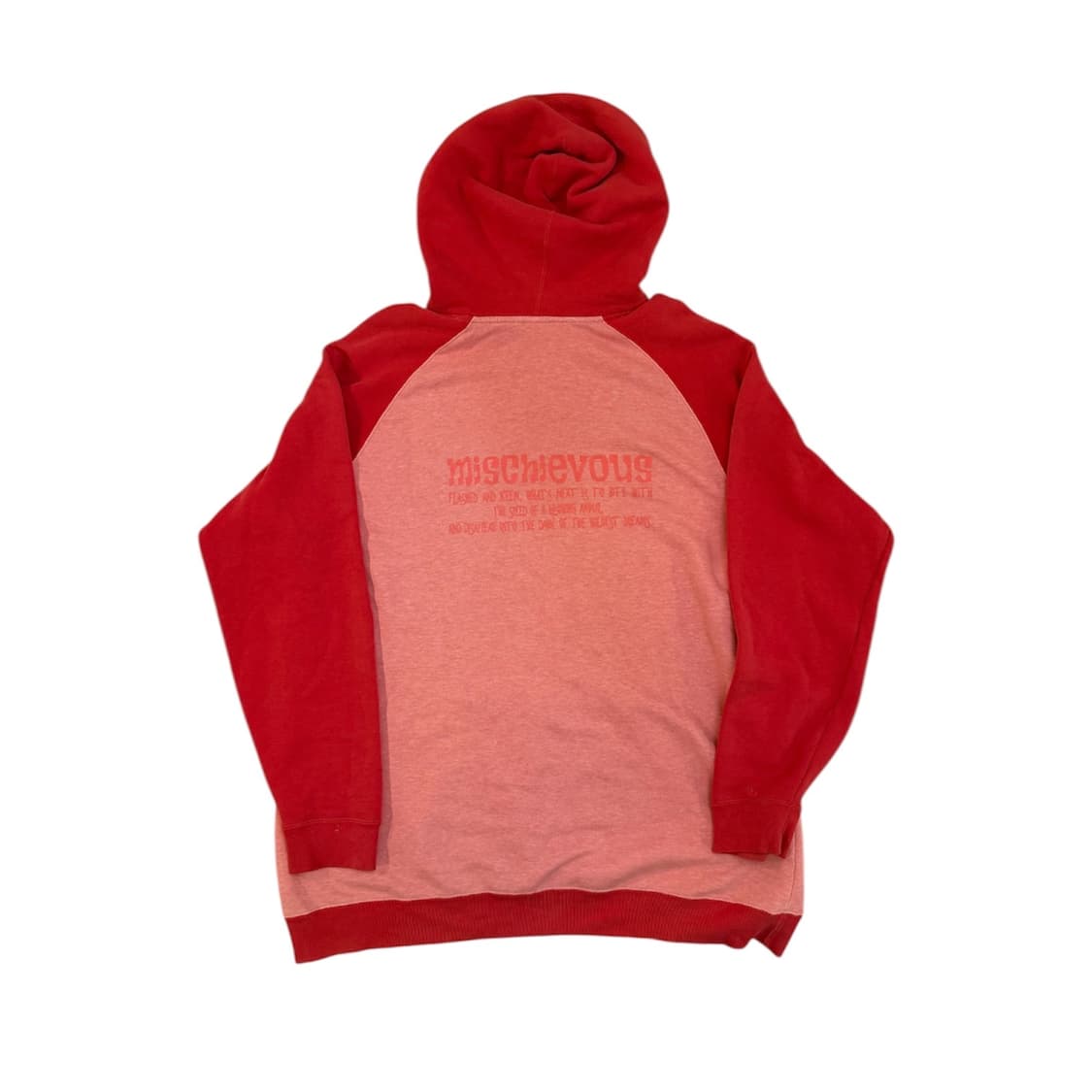 mischievous 빈티지 프린팅 후드티 레드 상품이미지4
