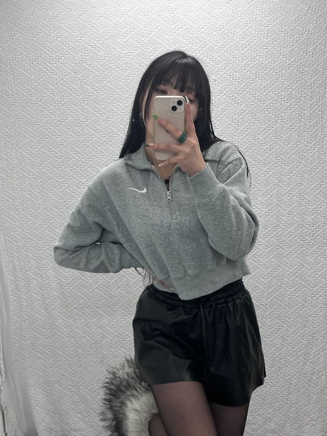 나이키 빈티지 캐주얼 세미오버핏 반집업 크롭 맨투맨 S C09228 상품이미지2