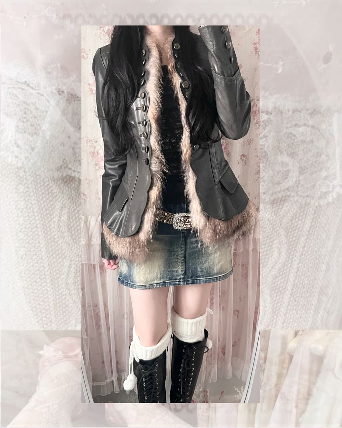 Vintage antique fur leather jacket 상품이미지4
