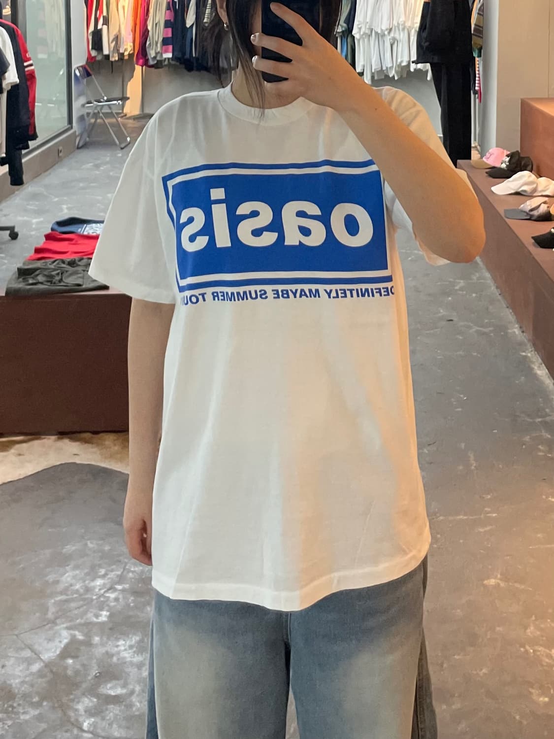 빈티지 오아시스 밴드 프린팅 화이트 반팔 H2388 상품이미지1