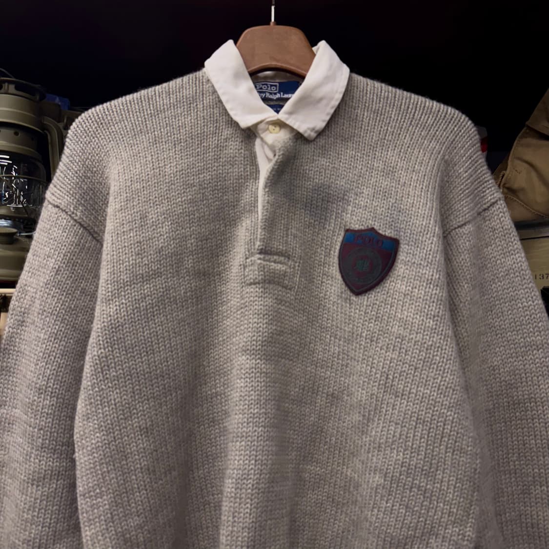 90s 폴로 랄프로렌 헤비 울 클래식 프레피 와펜 럭비 니트 N231 상품이미지3