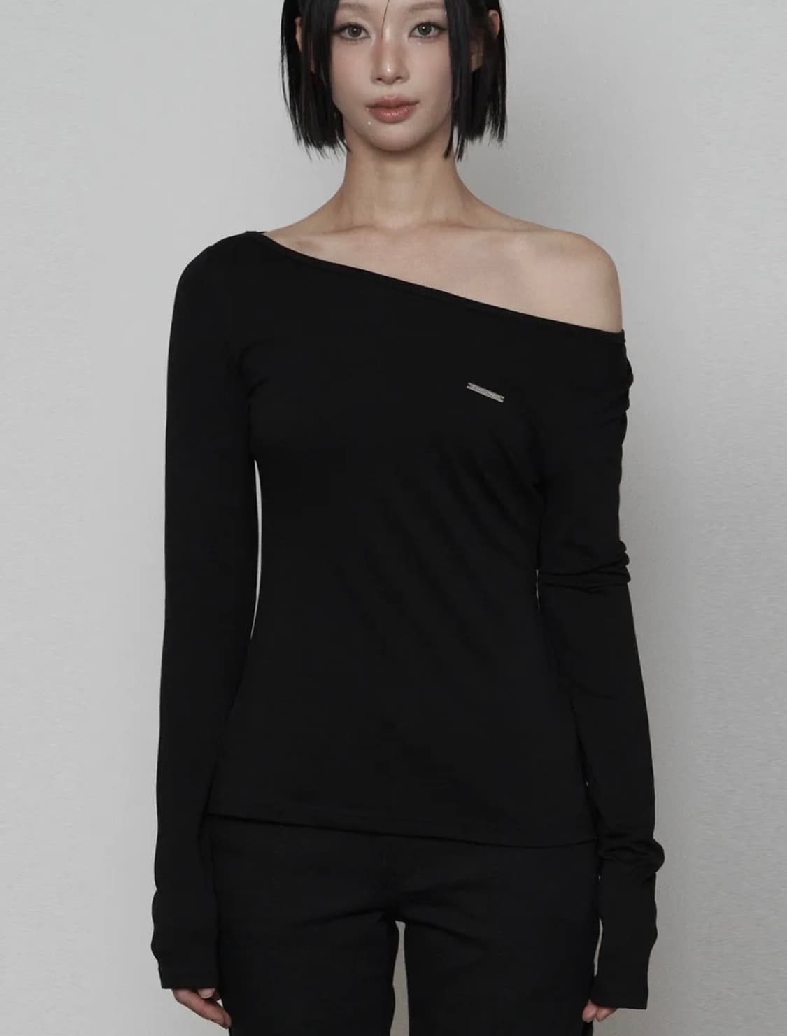 에트오소메 백 시스루 프린트 롱슬리브 블랙 상품이미지2