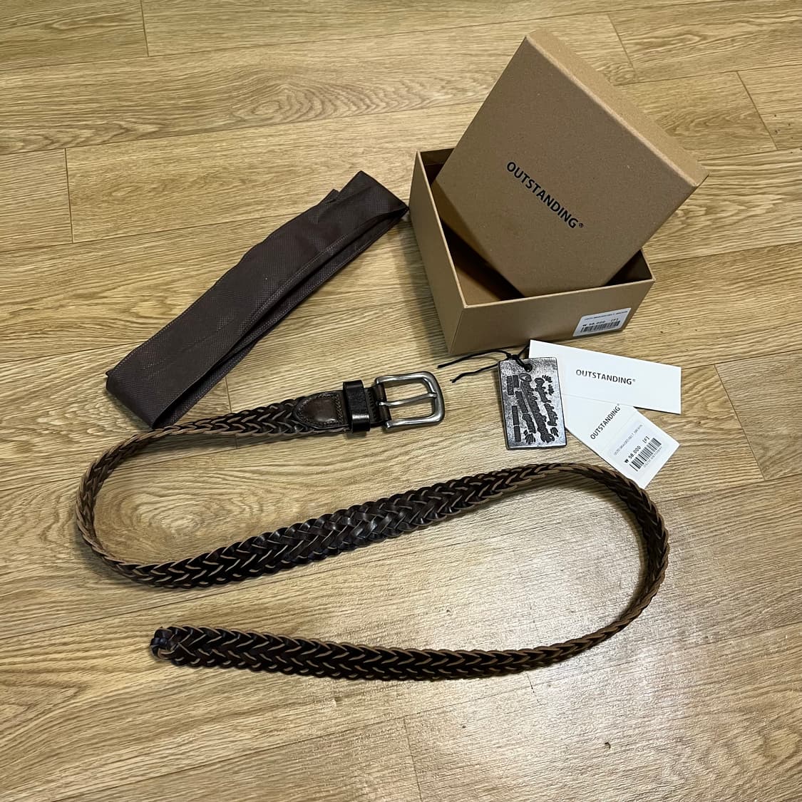 아웃스탠딩 브라운 소가죽 벨트 OSTD BRAIDED BELT 상품이미지1