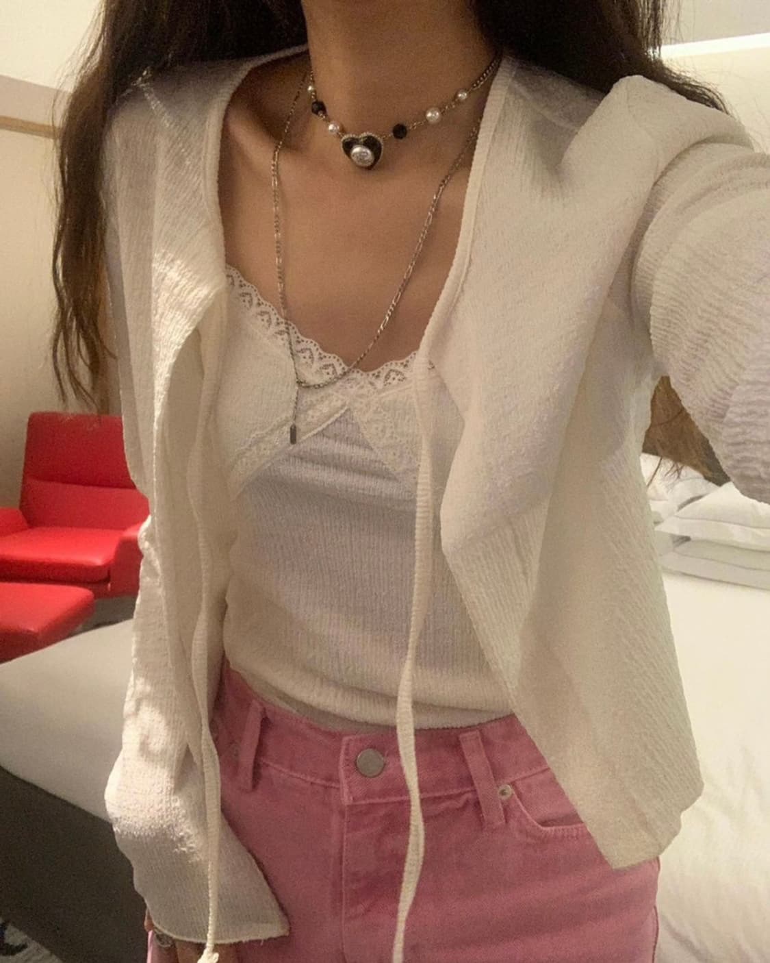 포스터 릴레이스 나시 가디건 세트 아이보리 상품이미지1