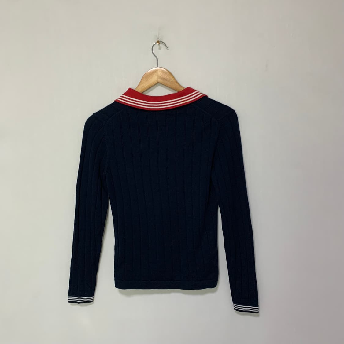 브룩스 브라더스 빈티지 세미 크롭 배색 네이비 니트 M 프레피룩 상품이미지5